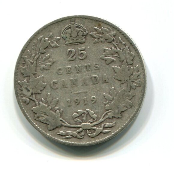 1919 Canada Silver 25 Cent Coin (#1586) - Picture 1 of 2